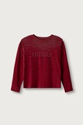 Guess tričko s dlhým rukávom detské bavlnené s elastanom burgundské J6BI08 K5778