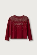 Guess tričko s dlhým rukávom detské bavlnené s elastanom burgundské J6BI08 K5778