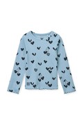 Liewood longsleeve dziecięcy bawełniany z elastanem Nieve Printed Longsleeve Rib T-shirt niebieski LW20679