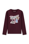Guess longsleeve dziecięcy bawełniany z elastanem bordowy J6YI01 K3664