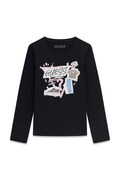 Guess longsleeve dziecięcy bawełniany z elastanem czarny J6YI01 K3664