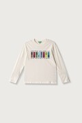 United Colors of Benetton Maglietta a maniche lunghe per bambini in cotone beige 3ATNC10UD