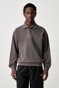 Carhartt WIP Harper Polo μακρυμάνικο ανδρικό βαμβακερό καφέ I036893