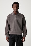 Carhartt WIP Harper Polo μακρυμάνικο ανδρικό βαμβακερό καφέ I036893