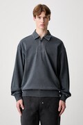 Carhartt WIP Harper Polo μακρυμάνικο ανδρικό βαμβακερό γκρί I036893