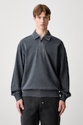 Carhartt WIP Harper Polo μακρυμάνικο ανδρικό βαμβακερό γκρί I036893