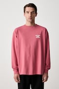Drôle de Monsieur longsleeve męski bawełniany Slogan różowy L-TS286-CO248