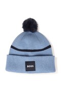 BOSS czapka z pomponem dziecięca bawełniana niebieska J53566