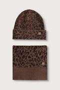 MICHAEL Michael Kors czapka i szalik damska z dodatkiem wełny brązowa 29MKWC581180B