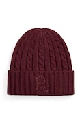 Lauren Ralph Lauren czapka beanie damska z wełną bordowa 454P23505