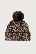 DKNY czapka z pomponem damska z dodatkiem wełny brązowa D6KH1869
