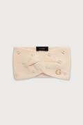 Guess opaska na głowę damska z wiskozy beżowa AW5637 VIS01