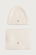 Tommy Hilfiger kapa in šal ženska z dodatkom volne bež AW0AW19136
