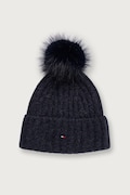 Tommy Hilfiger шапка с помпон дамска с вълна тъмносиня AW0AW19330