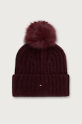 Tommy Hilfiger шапка с помпон дамска с вълна бордо AW0AW19330