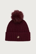 Tommy Hilfiger kapa s pomponom za žene s dodatkom kašmira bordo AW0AW19112