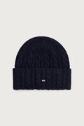 Tommy Hilfiger czapka beanie damska z wełną granatowa AW0AW19111