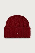 Tommy Hilfiger beanie kapa ženska z volno bordo AW0AW19111