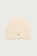 Tommy Hilfiger czapka beanie damska z wełną beżowa AW0AW19104