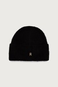 Tommy Hilfiger czapka beanie damska z wełną czarna AW0AW19104