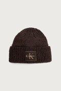 Calvin Klein čiapka beanie dámska s prímesou vlny hnedá LV04F8104G