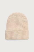 Liu Jo czapka beanie damska z dodatkiem wełny beżowa 2F6019 MS053