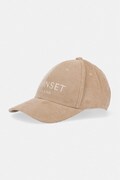 Twinset berretto con visiera da donna in velluto a coste marrone 262TA4120
