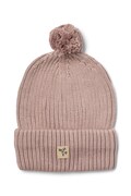 Wheat czapka z pomponem dziecięca bawełniana różowa 7619-560-GOTS
