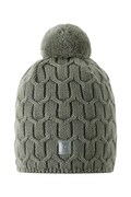 Reima czapka z pomponem dziecięca z wełny merino Nyksund zielona 5300066B