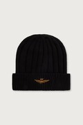 Aeronautica Militare czapka beanie męska bawełniana czarna CU0098UL00485