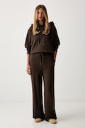 Twinset set di tuta da donna in cotone marrone 262TP272B