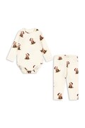 Konges Sløjd komplet dziecięcy bawełniany z elastanem BASIC BODY/PANTS SET GOTS beżowy KS106379