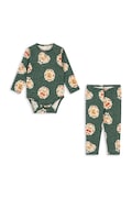Konges Sløjd komplet dziecięcy bawełniany z elastanem BASIC BODY/PANTS SET GOTS zielony KS106379