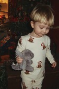 Konges Sløjd piżama dwuczęściowa dziecięca bawełniana z elastanem BASIC BLOUSE/PANTS SET GOTS beżowa KS106378