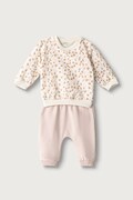 United Colors of Benetton komplet dresowy niemowlęcy bawełniany z elastanem różowy 3TEUAK01W
