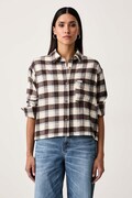 Guess Jeans koszula damska bawełniana beżowa w kratkę W6BH22 W4712