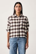 Guess Jeans koszula damska bawełniana beżowa w kratkę W6BH22 W4712