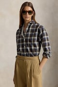 Polo Ralph Lauren koszula damska bawełniana brązowa w kratkę 211B36267