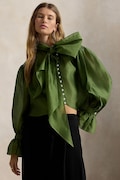 Polo Ralph Lauren koszula damska z dodatkiem kaszmiru zielona 211B23721