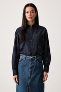 Lacoste koszula damska bawełniana granatowa w paski CF0212
