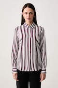 Tommy Hilfiger πουκάμισο γυναικείο με βισκόζη μπορντό ριγέ WW0WW52927