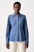 MM by Max Mara koszula damska z wiskozą MMLRAFIA niebieska gładka 2626956017600