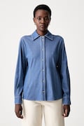 MM by Max Mara koszula damska z wiskozą MMLRAFIA niebieska gładka 2626956017600