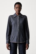 MM by Max Mara koszula damska z wiskozą MMLRAFIA granatowa gładka 2626956017600