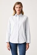 MM by Max Mara srajca ženska bombažna MMLDANZA modra rebrasta 2626116067600