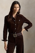 Polo Ralph Lauren koszula damska bawełniana brązowa gładka 211A93203