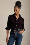 Polo Ralph Lauren koszula damska bawełniana bordowa gładka 211A93203