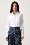 Guess cămașă pentru femei din bumbac cu elastan NEW CATE albă simplă W6YH10 W2752