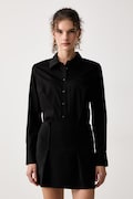 Guess cămașă pentru femei din bumbac cu elastan NEW CATE neagră simplă W6YH10 W2752