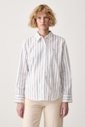 Tommy Hilfiger koszula damska bawełniana beżowa w paski WW0WW51155